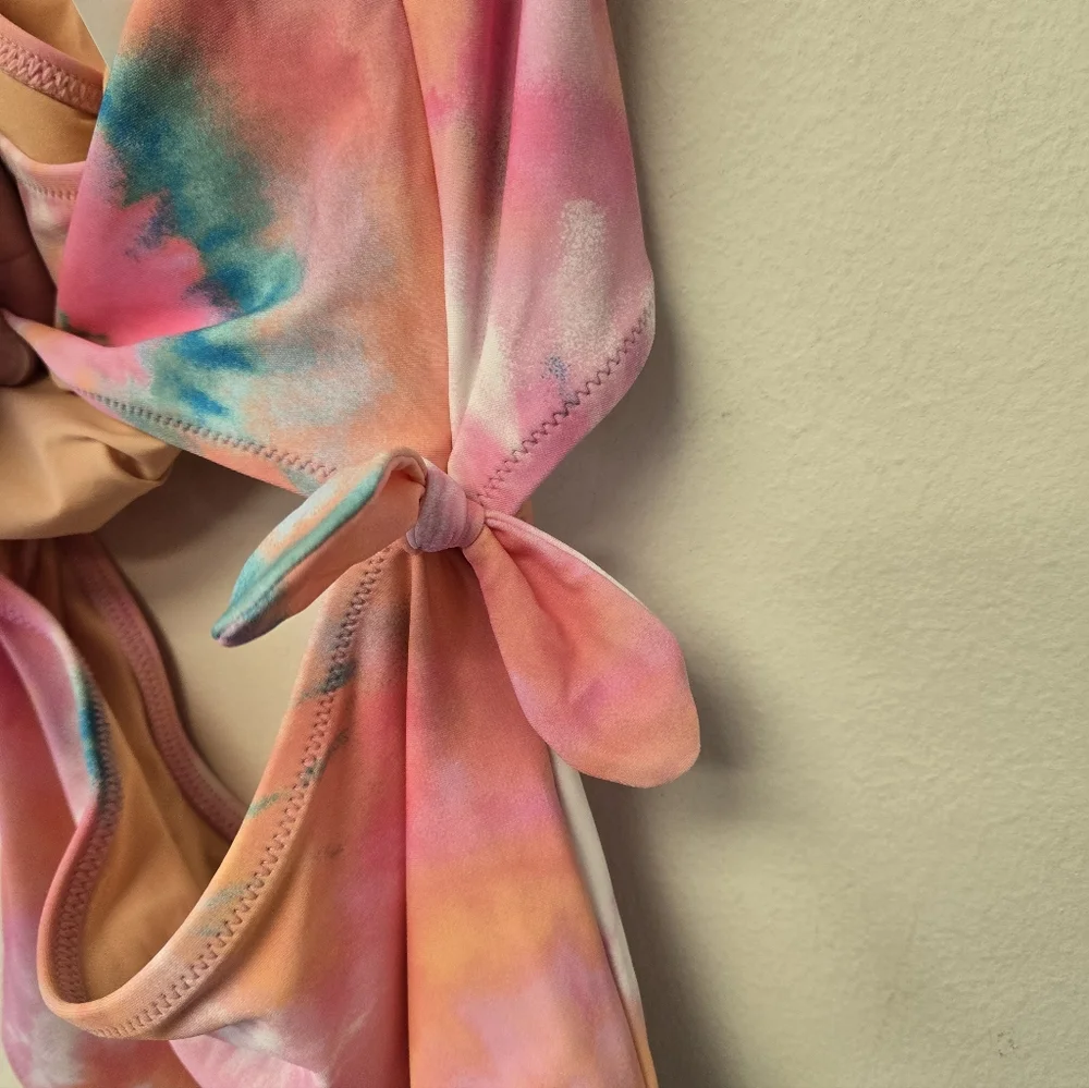 J. Crew Crewcuts tie dye one piece swimsuit Pink Blue 12